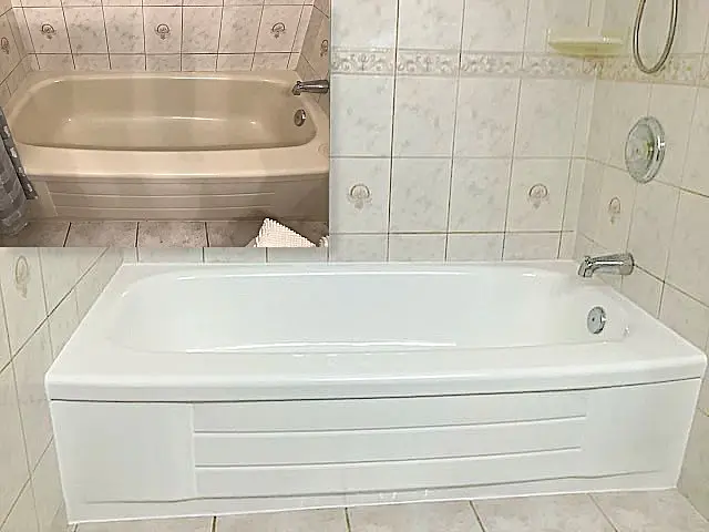 Bathtub before and after refinishing