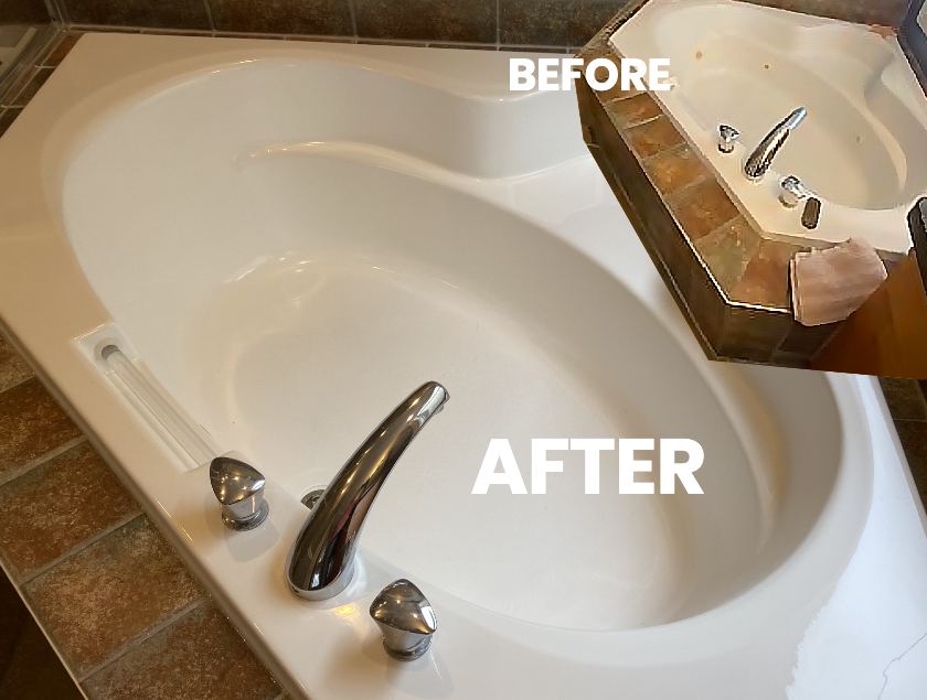 A jetted yub with jets before and after conversion and refinishing